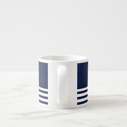 Nautical Navy Blue White Stripes and White Anchor Espresso Kop (Achterkant)