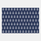 Nautical Navy Blue White Stripes and White Anchor Inpakpapier Vel (Voorkant 3)