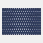 Nautical Navy Blue White Stripes and White Anchor Inpakpapier Vel (Voorkant)