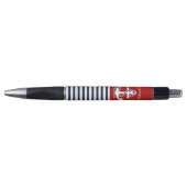 Nautical Navy Blue White Stripes and White Anchor Pen (Voorkant)