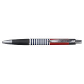 Nautical Navy Blue White Stripes and White Anchor Pen (Achterkant)