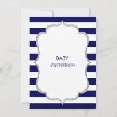 Nautical Navy Blue White Stripes BABY SHOWER Kaart (Achterkant)