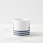 Nautical Navy Blue White Stripes en Blue Anchor Espresso Kop (Voorkant)
