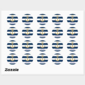 Nautical Navy Blue White Stripes Gold Anchor Ronde Sticker (Vel)