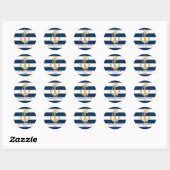 Nautical Navy Blue White Stripes Gold Anchor Ronde Sticker (Vel)