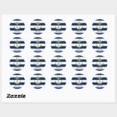 Nautical Navy Blue White Stripes Gold Baby shower Ronde Sticker (Vel)