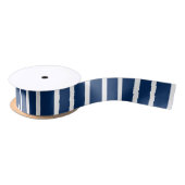 Nautical Navy Blue White Stripes Ribbon Satijnen Lint (Spoel)
