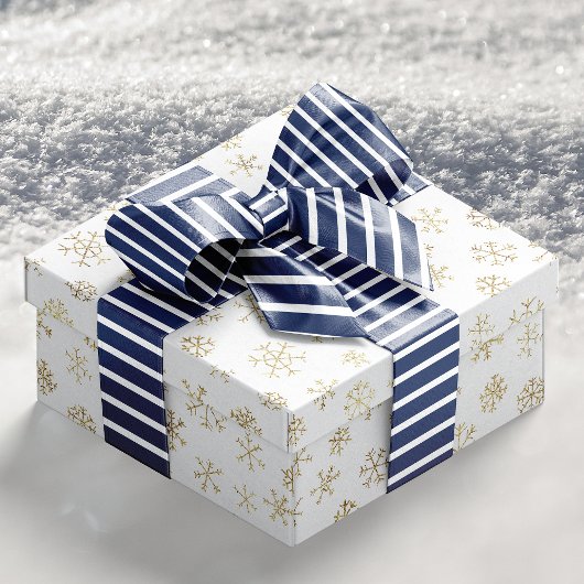 Nautical Navy Blue White Stripes Ribbon Satijnen Lint