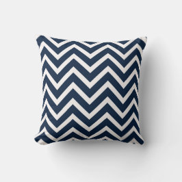 Nautical Navy Blue White Zig Zag Sierkussen
