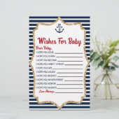 Nautical Navy Blue wil Baby shower Briefpapier (Staand voorkant)