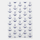 Nautical Navy Blue wit ankerpatroon Theedoek (Verticaal)