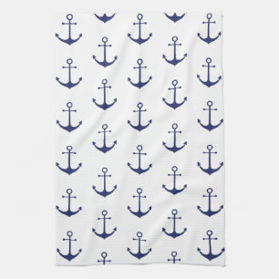 Nautical Navy Blue wit ankerpatroon Theedoek