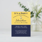 Nautical Navy Blue Yellow Anchor Birthday Party Briefkaart (Staand voorkant)