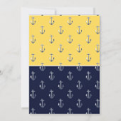 Nautical Navy Blue Yellow Anchor Birthday Party Kaart (Achterkant)