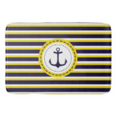 Nautical Navy Blue Yellow Stripes Anchor Design Badmat (Voorkant)