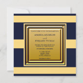 Nautical Navy Blue Yellow Stripes Anchor Wedding Kaart (Achterkant)