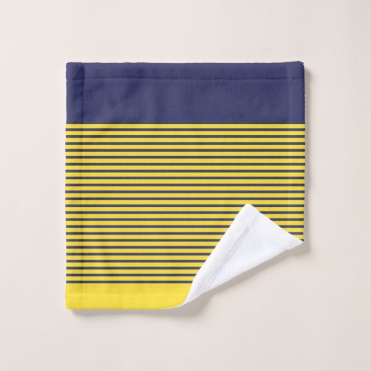 Nautical Navy Blue Yellow Stripes Bad Handdoek (Wasdoekje)