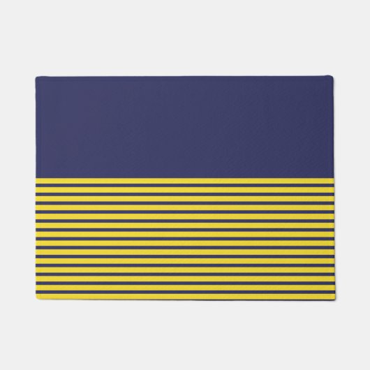 Nautical Navy Blue Yellow Stripes Deurmat (Voorkant)