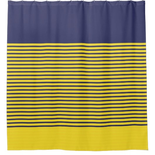 Nautical Navy Blue Yellow Stripes Douchegordijn (Voorkant)