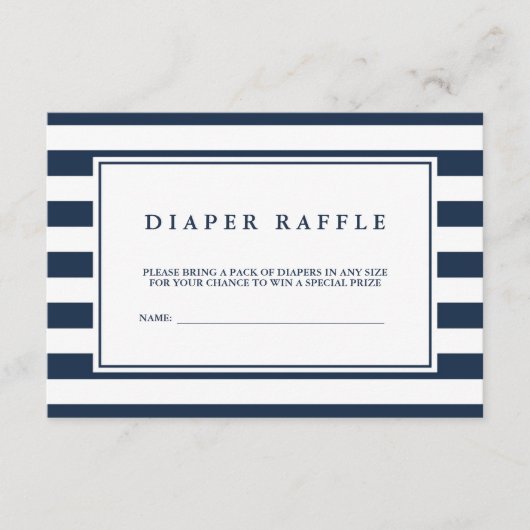 Nautical Navy Boy Baby shower Diaper Raffle Informatiekaartje (Voorkant)