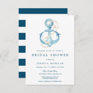 Nautical Navy Bridal Shower Invitation Kaart