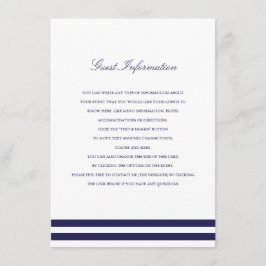 Nautical Navy bruiloft invoegen Informatiekaartje