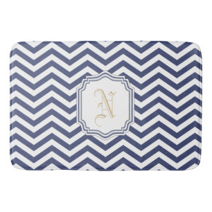 Nautical Navy Chevron Monogramed Badmat