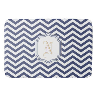 Nautical Navy Chevron Monogramed Badmat