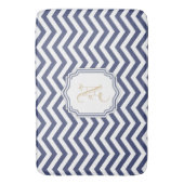 Nautical Navy Chevron Monogramed Badmat (Voorkant Verticaal)