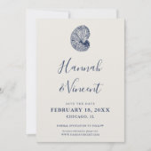Nautical Navy Conch Save the Date Kaart (Voorkant)