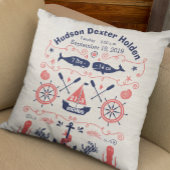 Nautical Navy Coral Boy Nursery Baby Birth Stat Kussen