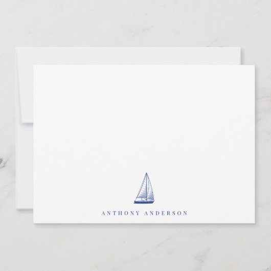 Nautical Navy Correspondence Flat Note Kaart Notitiekaartje (Voorkant)