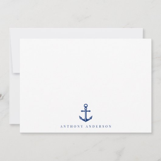 Nautical Navy Correspondence Flat Note Kaart Notitiekaartje (Voorkant)