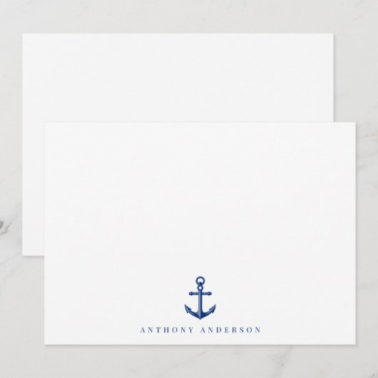 Nautical Navy Correspondence Flat Note Kaart Notitiekaartje (Voorkant / Achterkant)