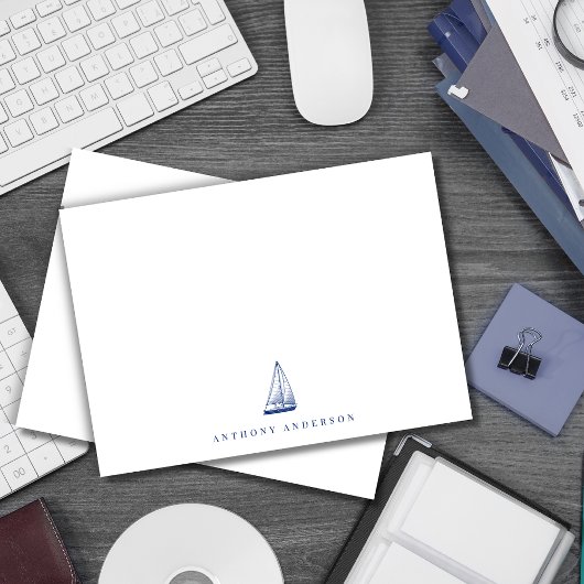 Nautical Navy Correspondence Flat Note Kaart Notitiekaartje