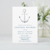 Nautical Navy Couples Douche Uitnodiging Kaart (Staand voorkant)