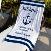 Nautical Navy Custom Wedding Bachelorette Party Strandlaken