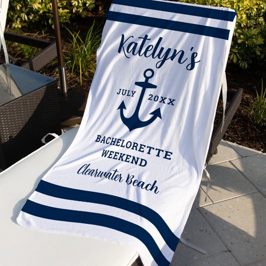 Nautical Navy Custom Wedding Bachelorette Party Strandlaken