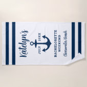 Nautical Navy Custom Wedding Bachelorette Party Strandlaken (Voorkant)