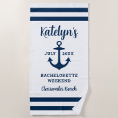 Nautical Navy Custom Wedding Bachelorette Party Strandlaken (Voorkant)