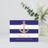 Nautical Navy Dank je Briefkaart (Staand voorkant)