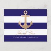 Nautical Navy Dank je Briefkaart (Voorkant)