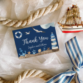 Nautical Navy Dank u Baby shower Kaart