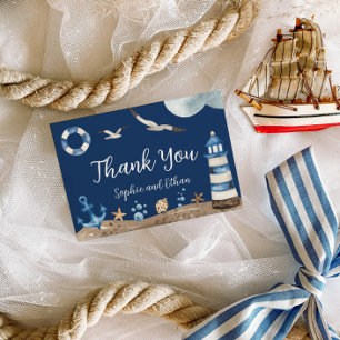 Nautical Navy Dank u Baby shower Kaart