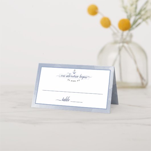 #Nautical Navy Dusty Blue Waterverf Evenement Brui Plaatskaartje (Voorkant)