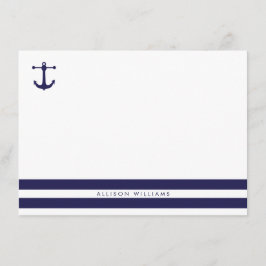 Nautical Navy Flat Note-kaarten Notitiekaartje
