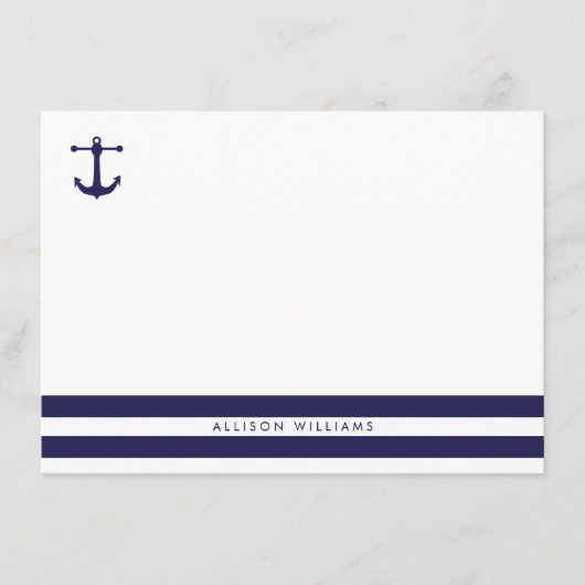 Nautical Navy Flat Note-kaarten Notitiekaartje (Voorkant)