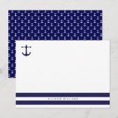 Nautical Navy Flat Note-kaarten Notitiekaartje (Voorkant / Achterkant)