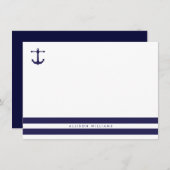 Nautical Navy Flat Note-kaarten Notitiekaartje (Voorkant / Achterkant)