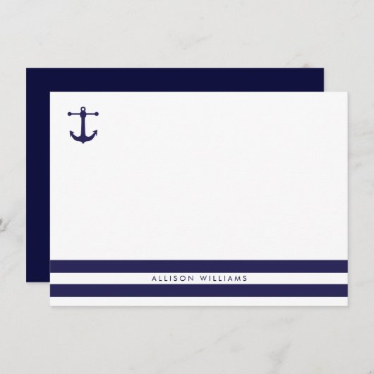 Nautical Navy Flat Note-kaarten Notitiekaartje (Voorkant / Achterkant)